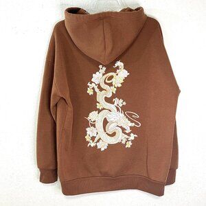 JUSTIFY Y2K Men’s Dragon Print Hoodie Good Vibes Sweatshirt Urban Academia
